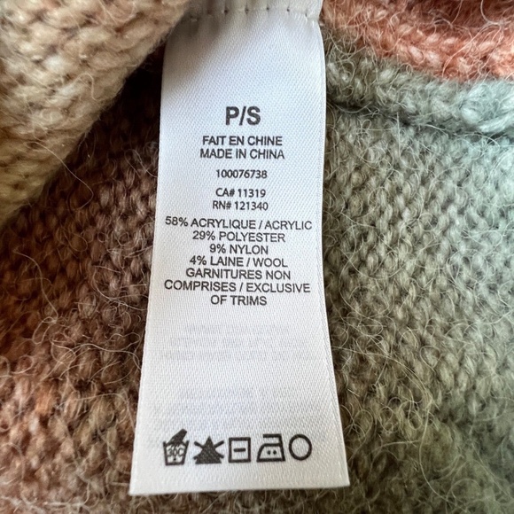 Garage Fuzzy Cardigan V Neck Button Up Cropped Size S Green Rust New NWT - Picture 4 of 6